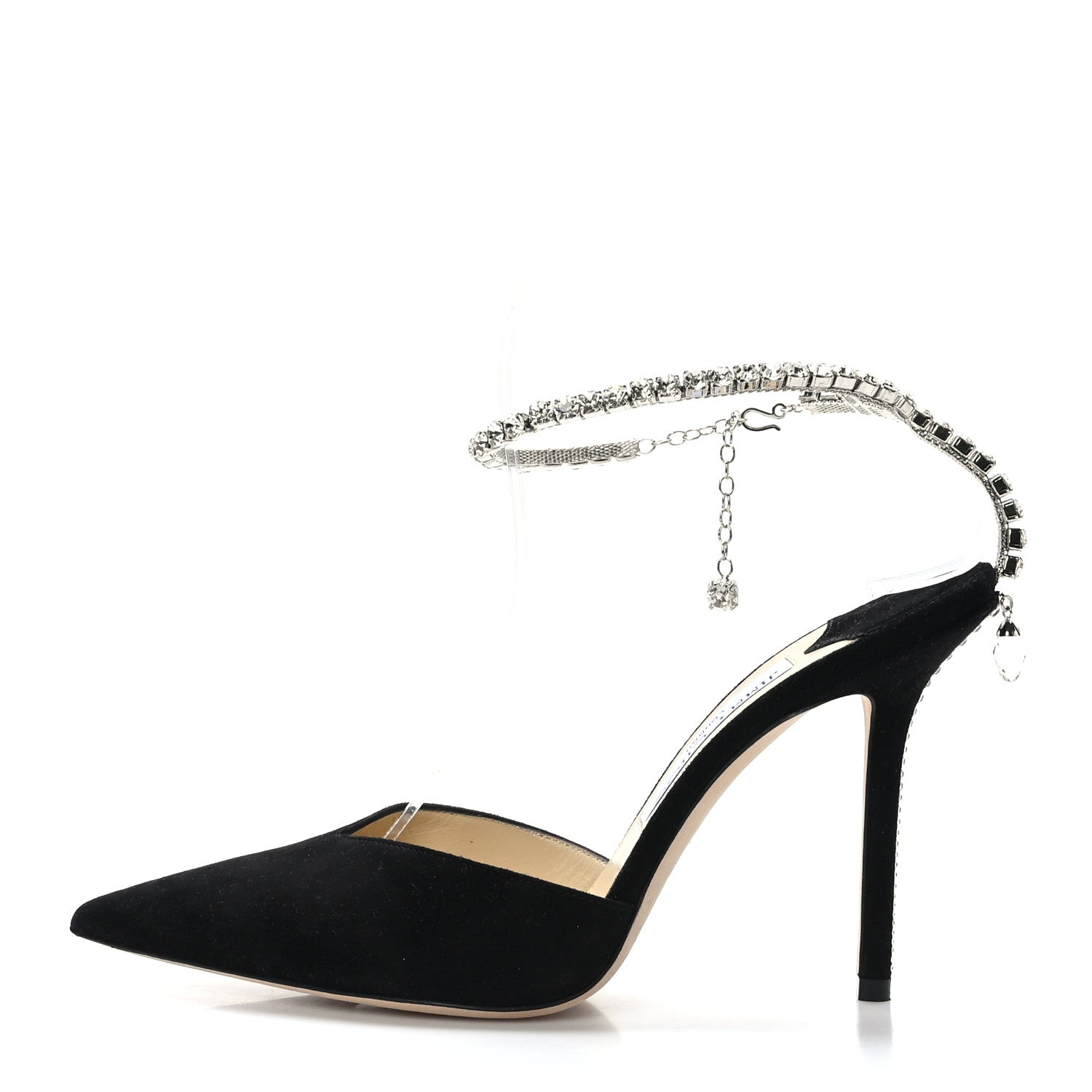 Jimmy Choo Suede Crystal Saeda 100 Pumps 38.5 Black 1 of 8