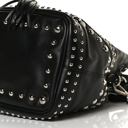 Prada Soft Calf Studded Bucket Bag Black 10 of 14
