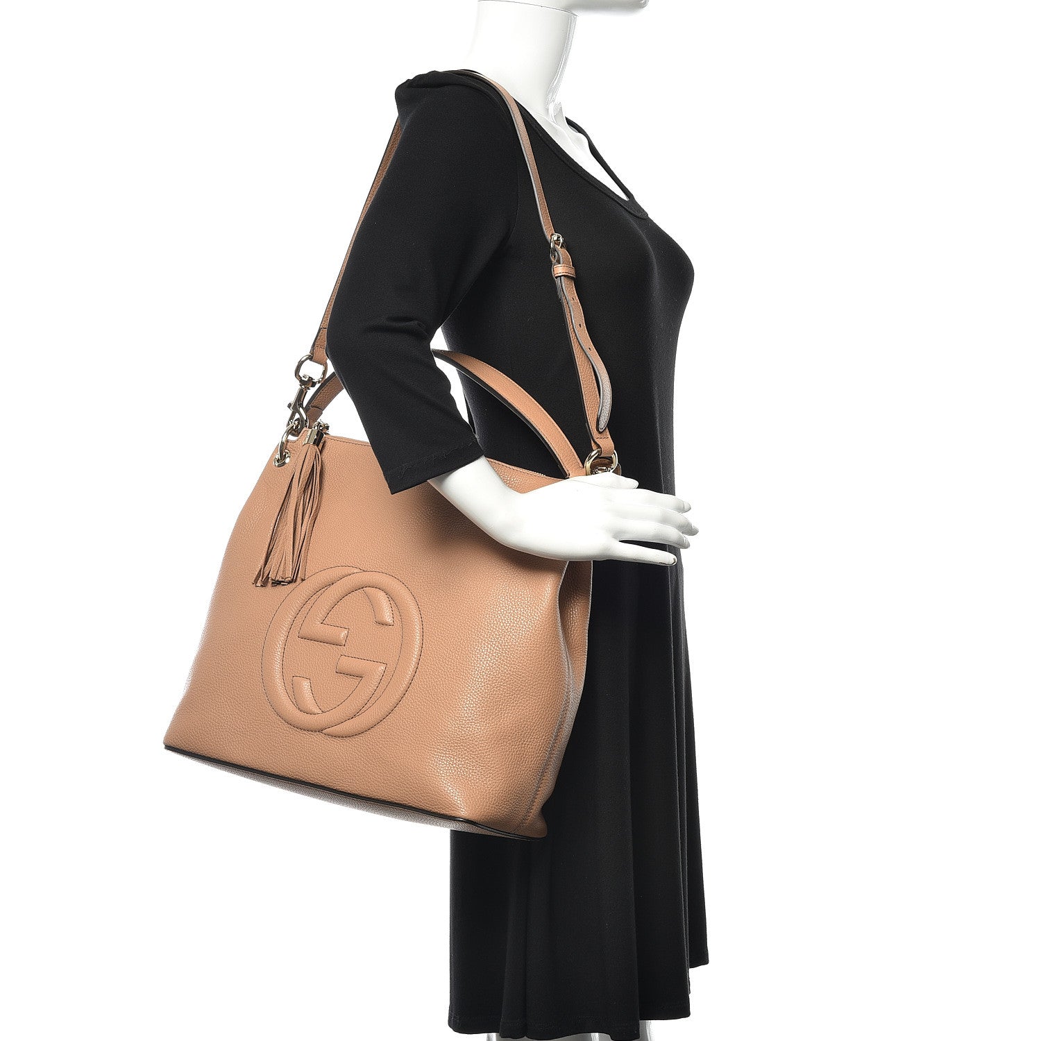 Gucci Pebbled Calfskin Large Soho Hobo Camelia 2 of 10