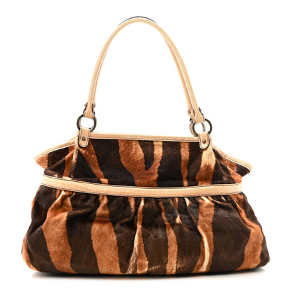Fendi Calf Hair Zebra Print Chef Shopper Tote  White Brown 1 of 16