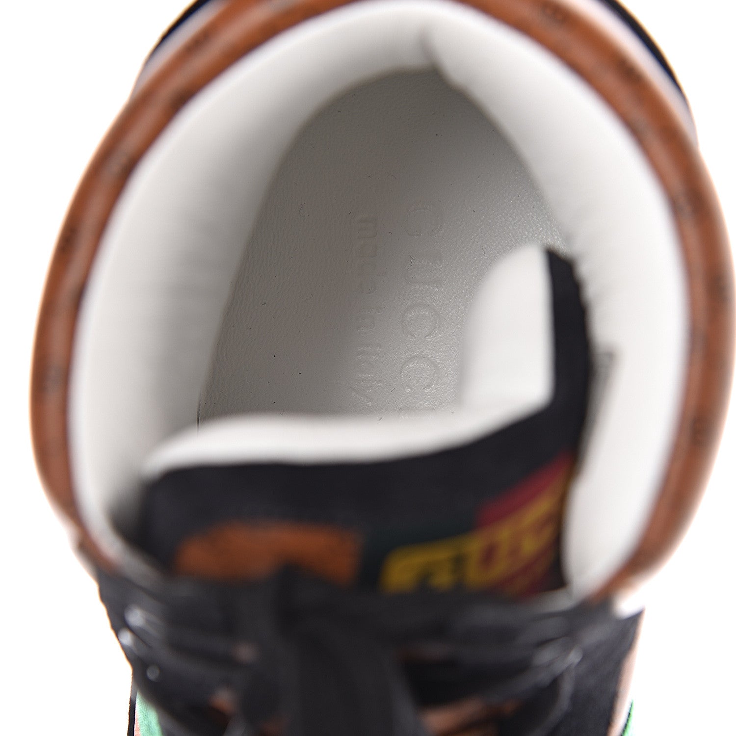 Gucci X DAPPER DAN Calfskin Suede GG Micro Monogram Mens High Top Sneakers 8.5 Brown 8 of 10