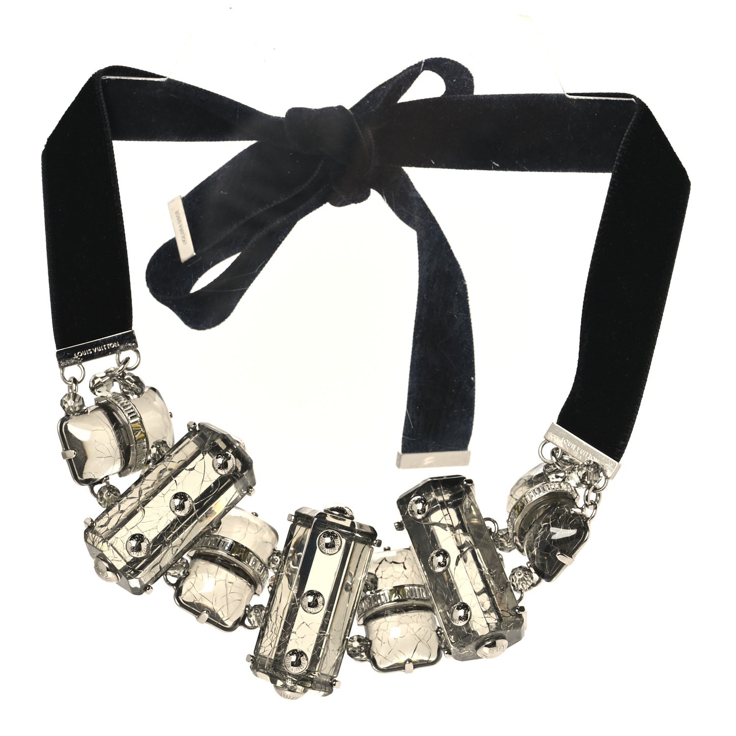 Velvet Resin Crystal Choker Necklace Black