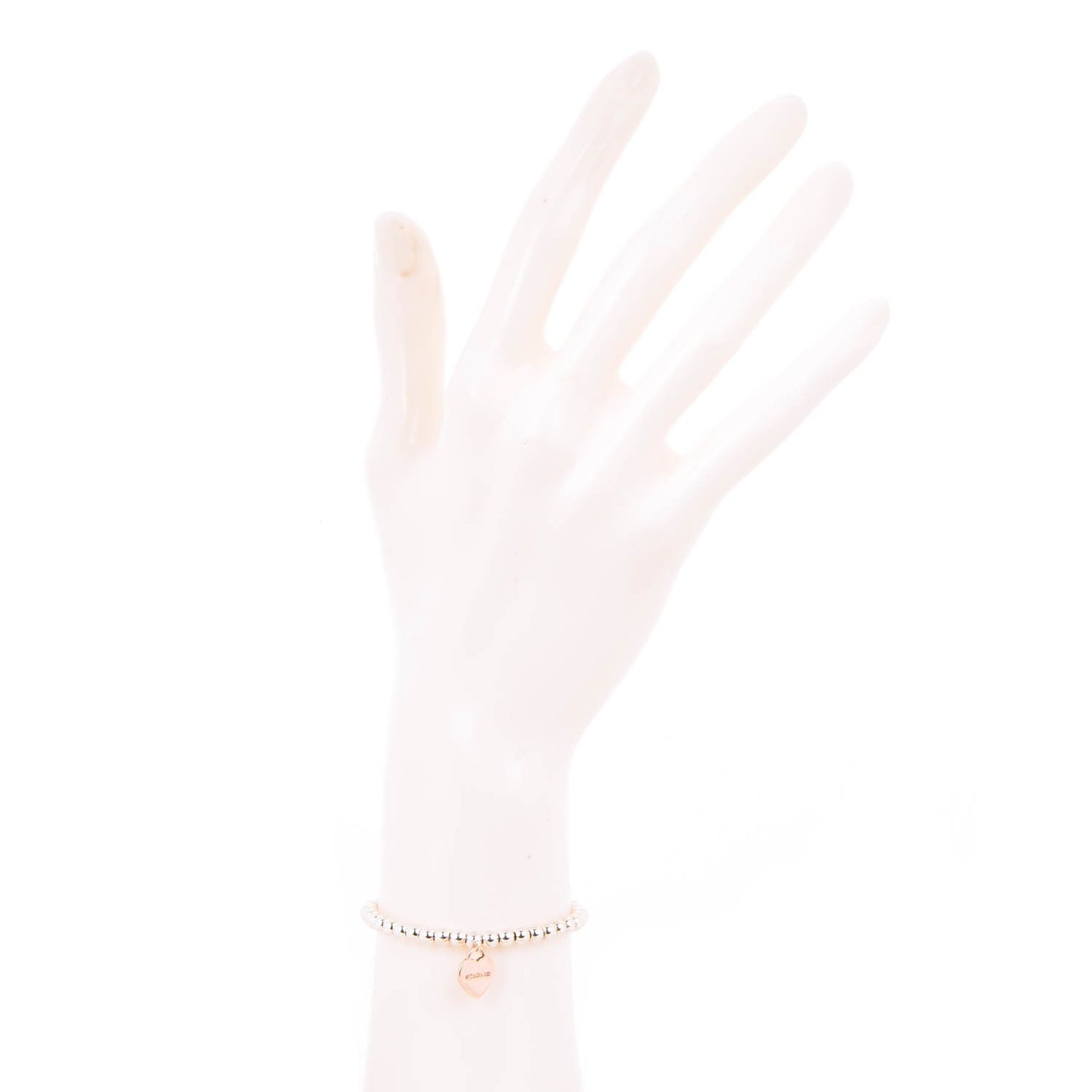 Sterling Silver 18K Rose Gold Return to Heart Bead Bracelet