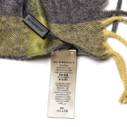 Burberry Cashmere Check Ruched Fringe Scarf Lemon Quartz 5 of 6