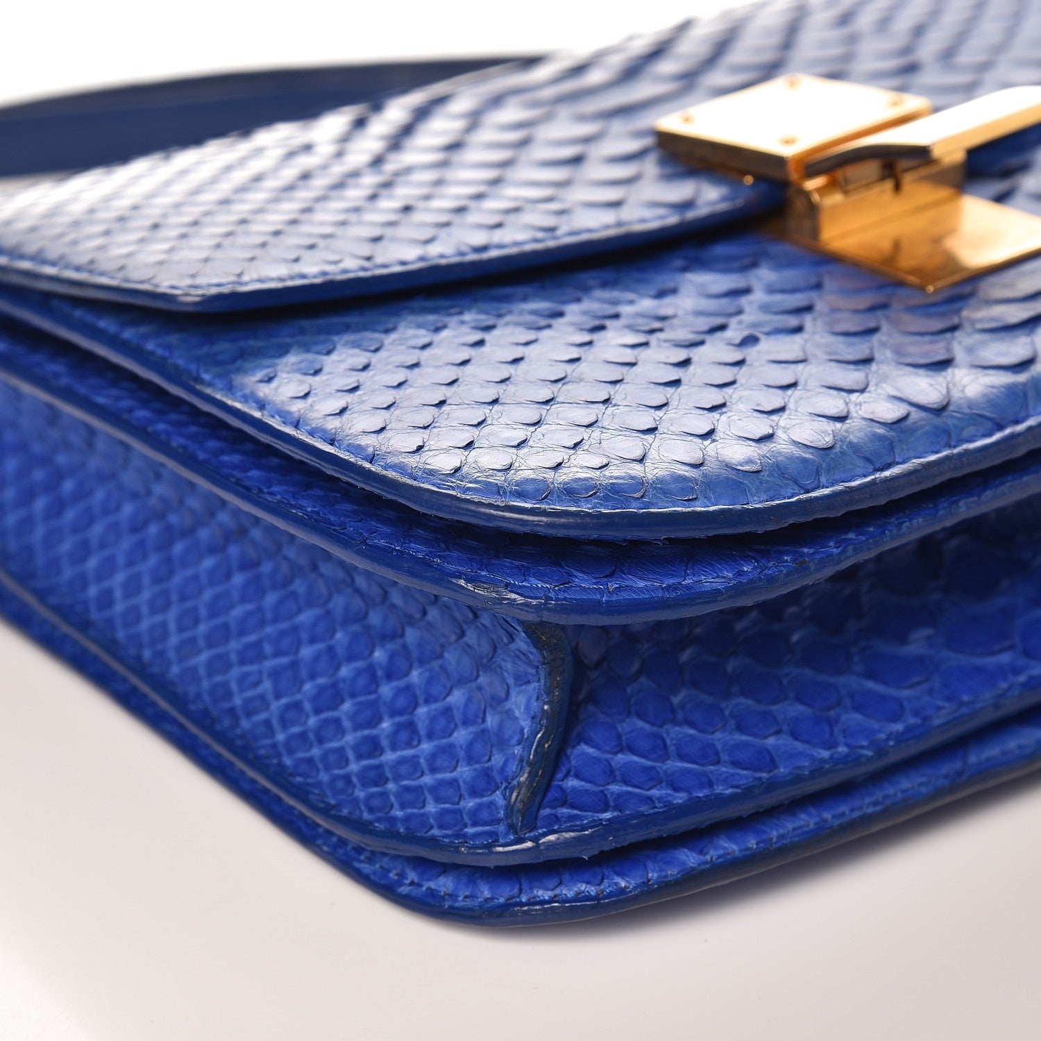 Celine Python Medium Classic Box Flap Bag Indigo 13 of 14