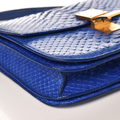 Celine Python Medium Classic Box Flap Bag Indigo 13 of 14