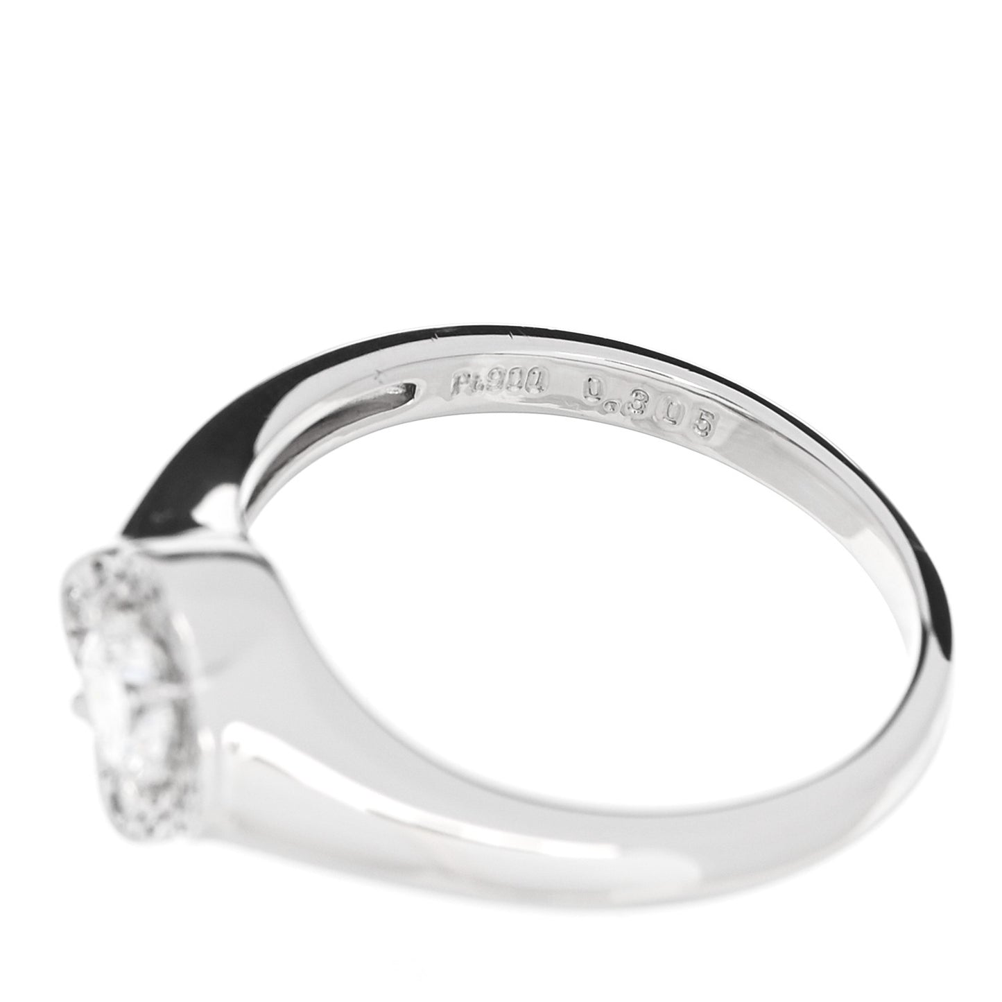 Platinum Diamond .30ct Floral Signet Ring 53 6.25