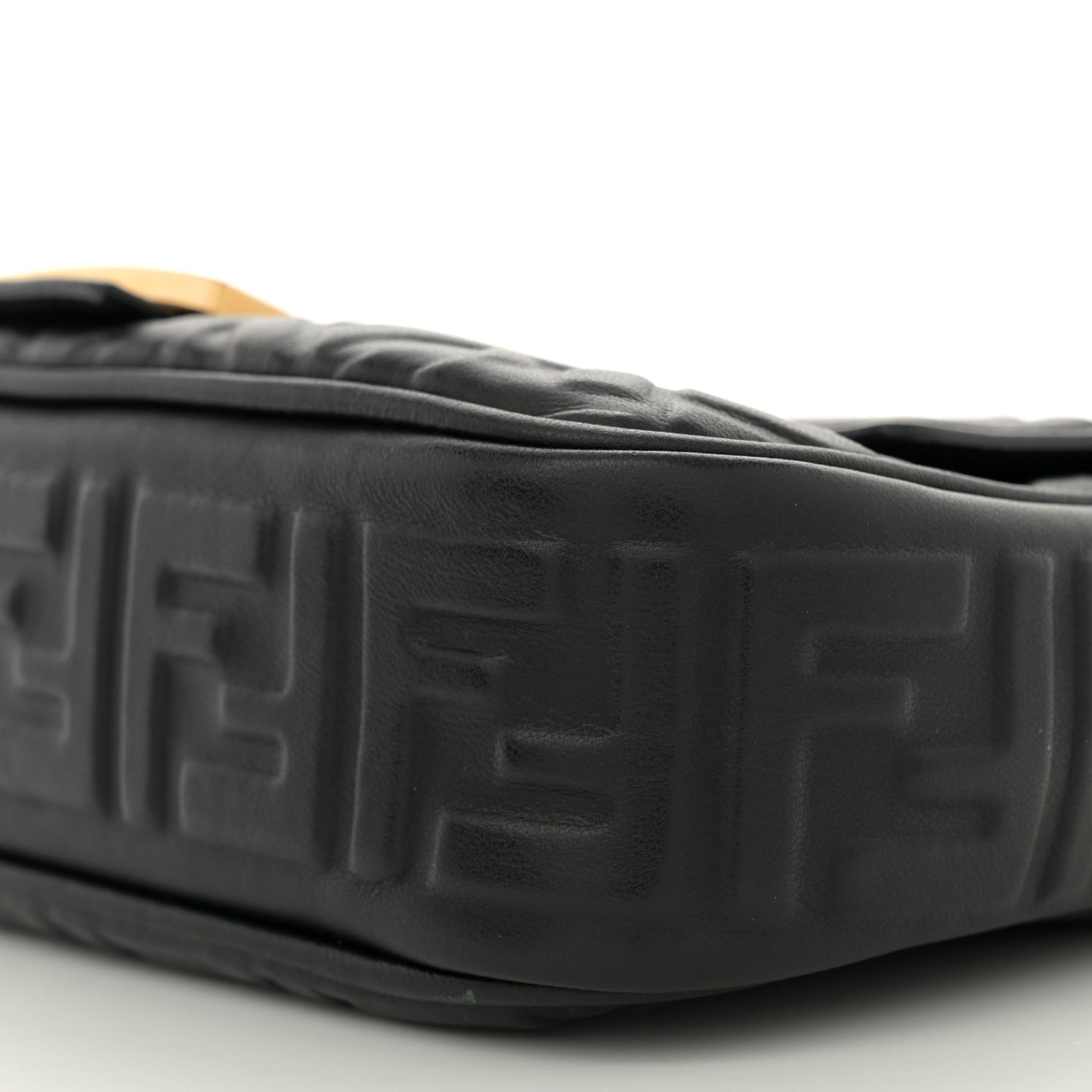 Nappa Small FF Embossed Mid Chain Baguette Black