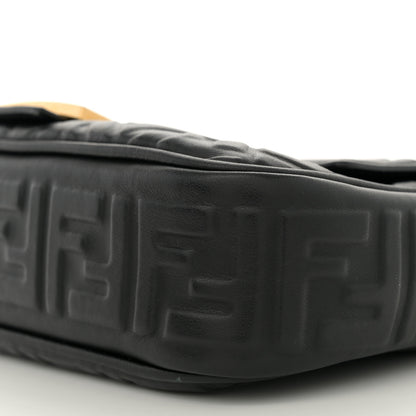 Fendi Nappa Small FF Embossed Mid Chain Baguette Black 10 of 12