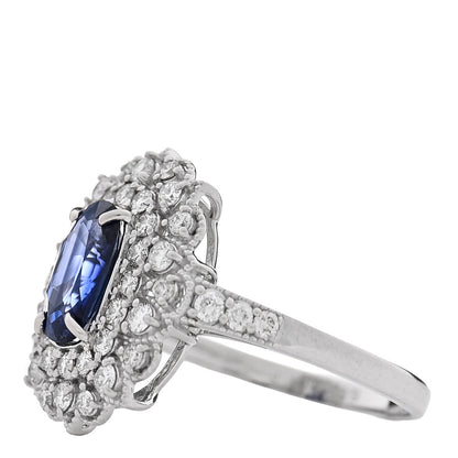 Parker & West by FASHIONPHILE Platinum Diamond Blue Sapphire .61ctw Double Halo Ring 53 6.25 4 of 6