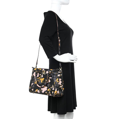 Salvatore Ferragamo Hammered Calfskin Floral Printed Beky Tote Black Multicolor 2 of 10