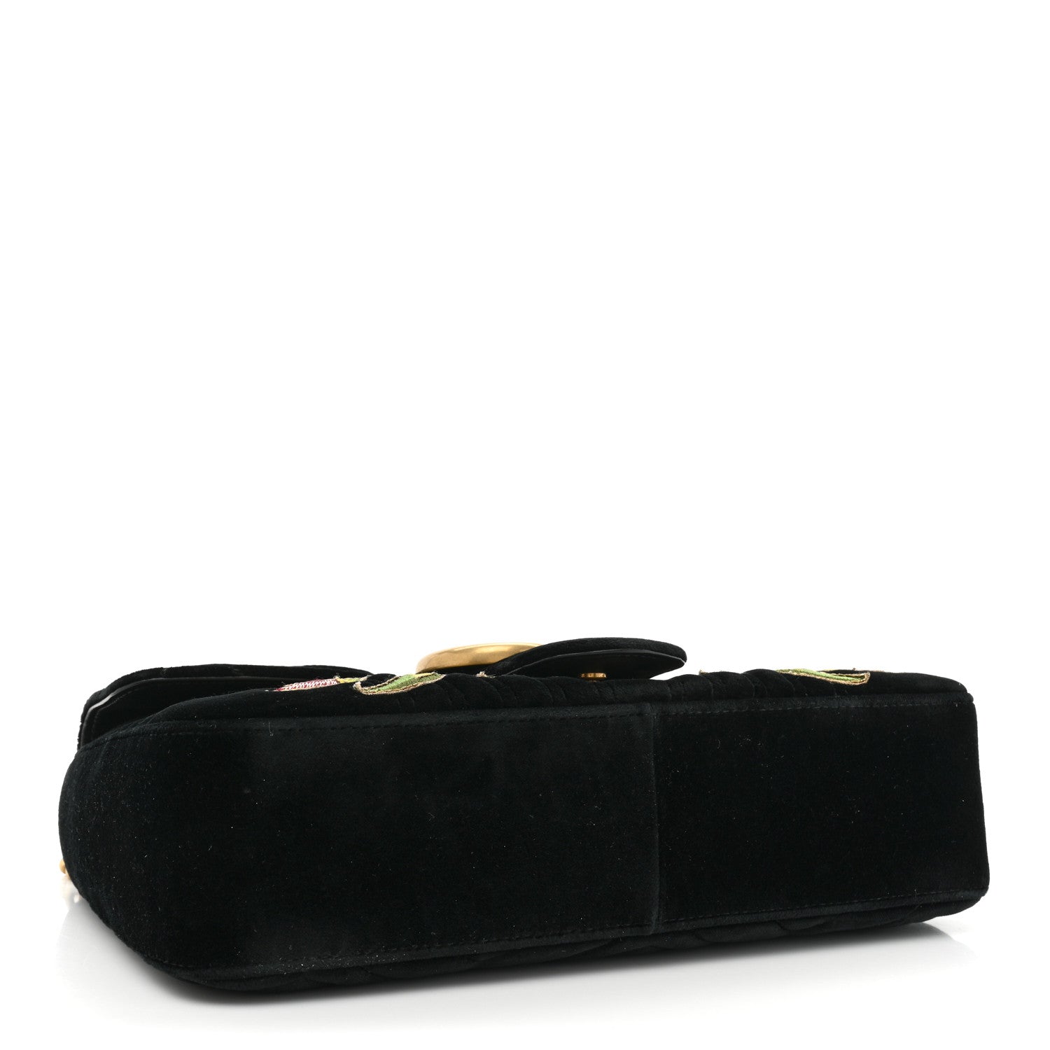 Gucci Velvet Matelasse Loved Embroidered Medium GG Marmont Shoulder Bag Black 4 of 9