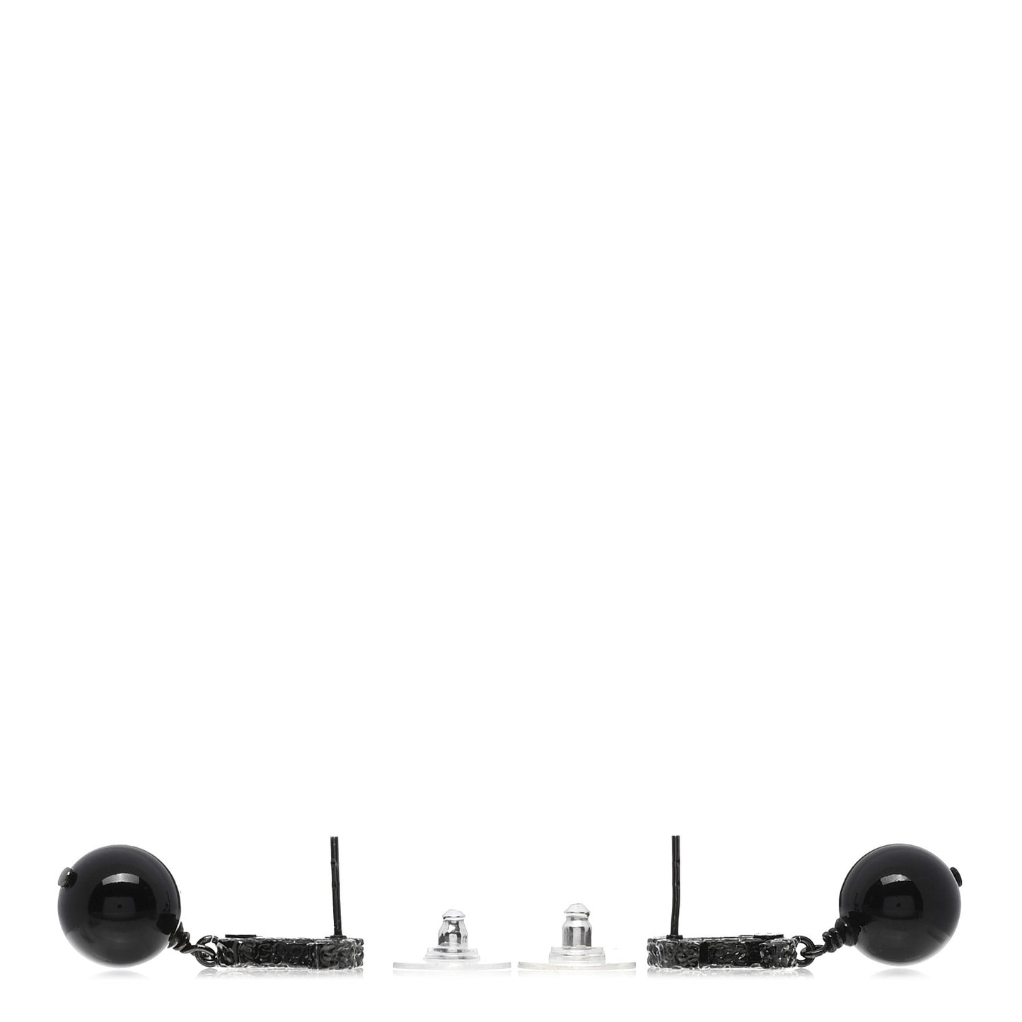Pearl Bead CC Drop Camelia Earrings Black