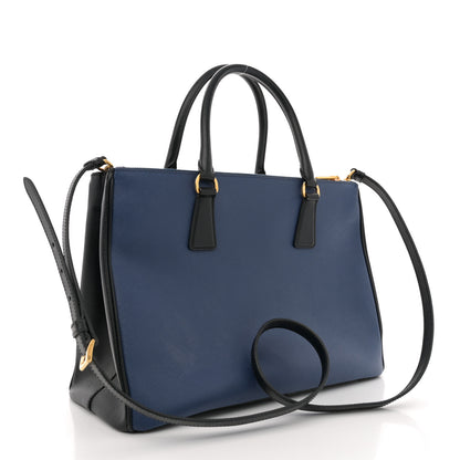 Prada Saffiano Lux Bi-Color Medium Galleria Double Zip Tote Bluette Baltico 3 of 15