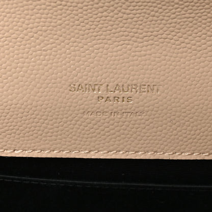 Saint Laurent Grain De Poudre Matelasse Chevron Monogram Envelope Clutch  Dark Beige 7 of 8