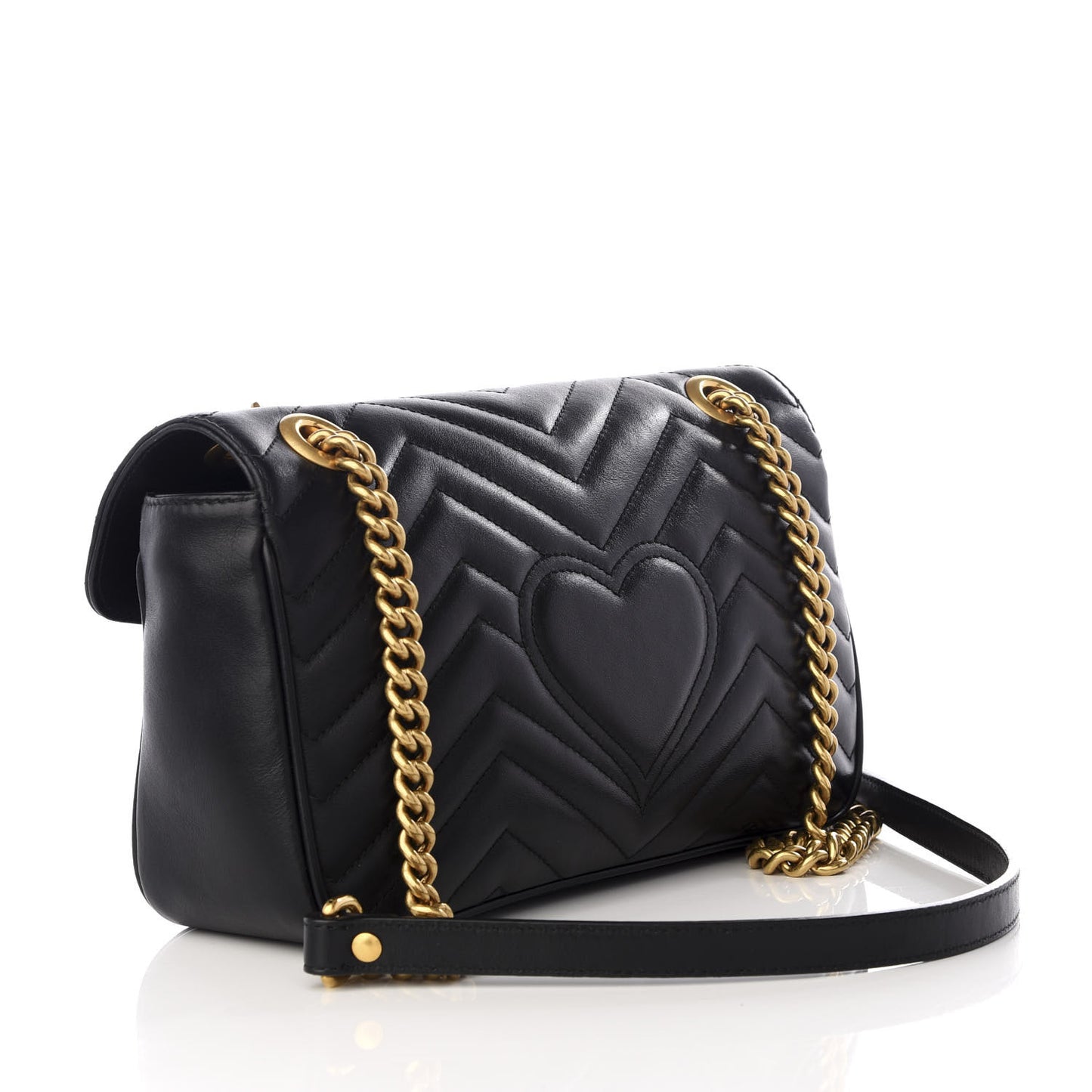 Calfskin Matelasse Small GG Marmont Shoulder Bag Black