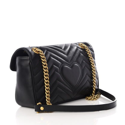 Gucci Calfskin Matelasse Small GG Marmont Shoulder Bag Black 2 of 8