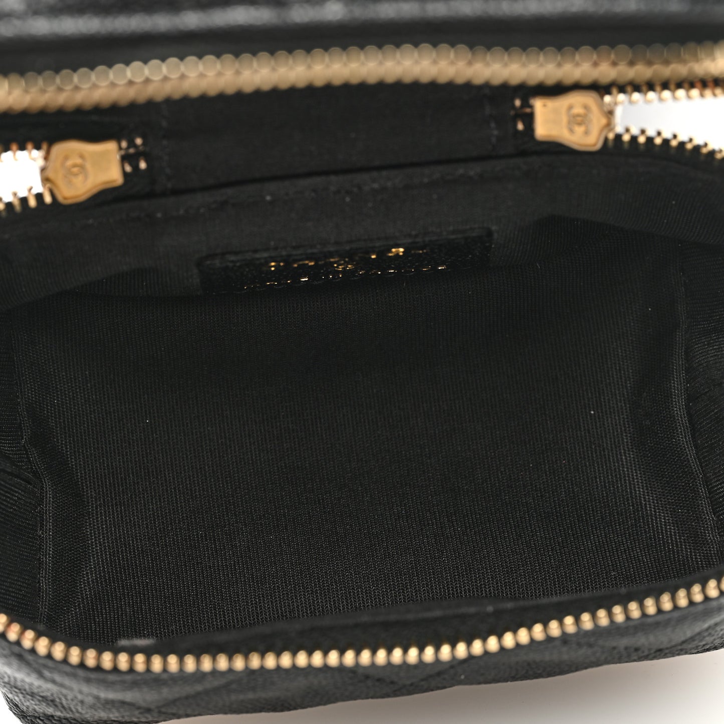 Caviar Quilted Mini Top Handle Vanity With Chain Black