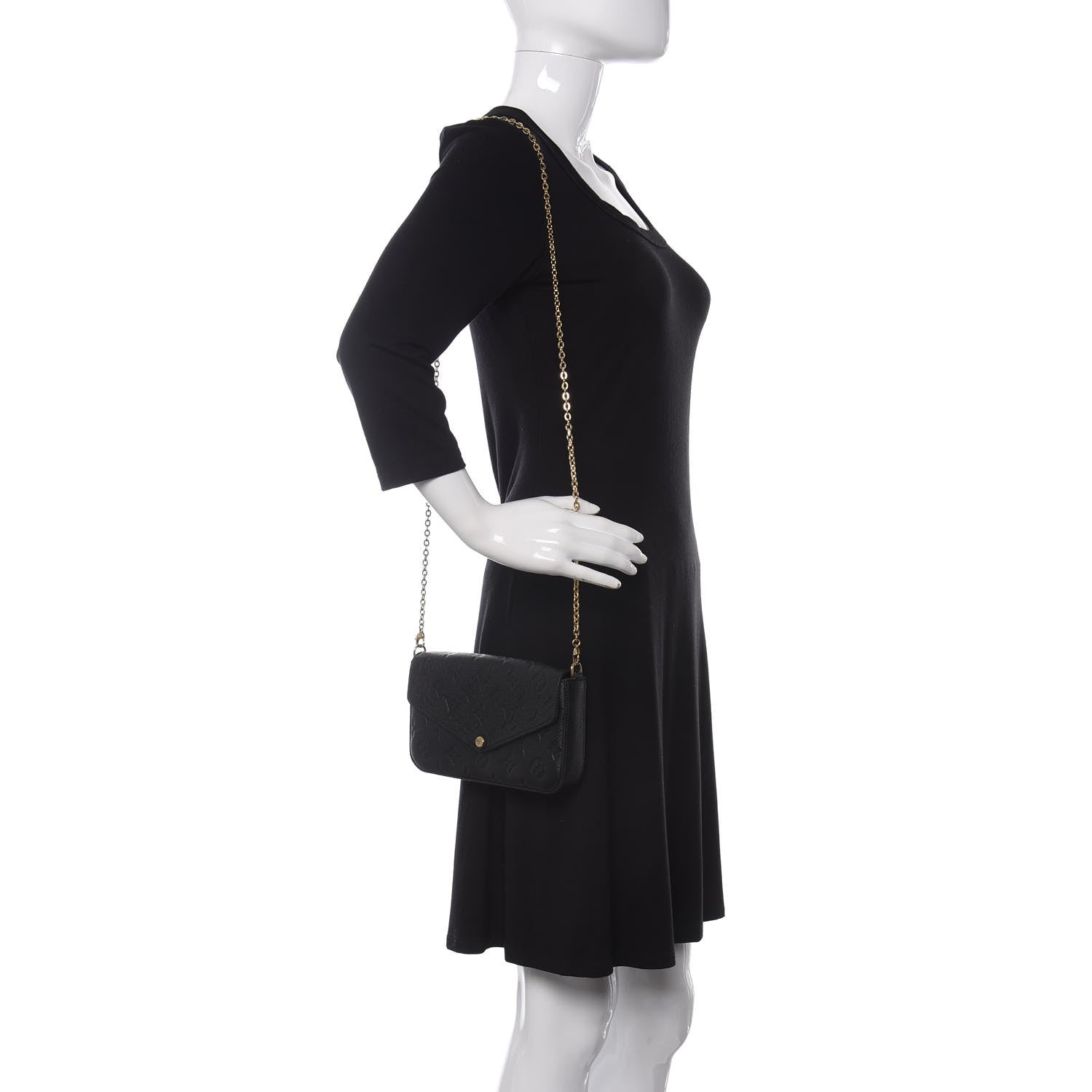 Louis Vuitton Empreinte Pochette Felicie Chain Wallet Black 2 of 9