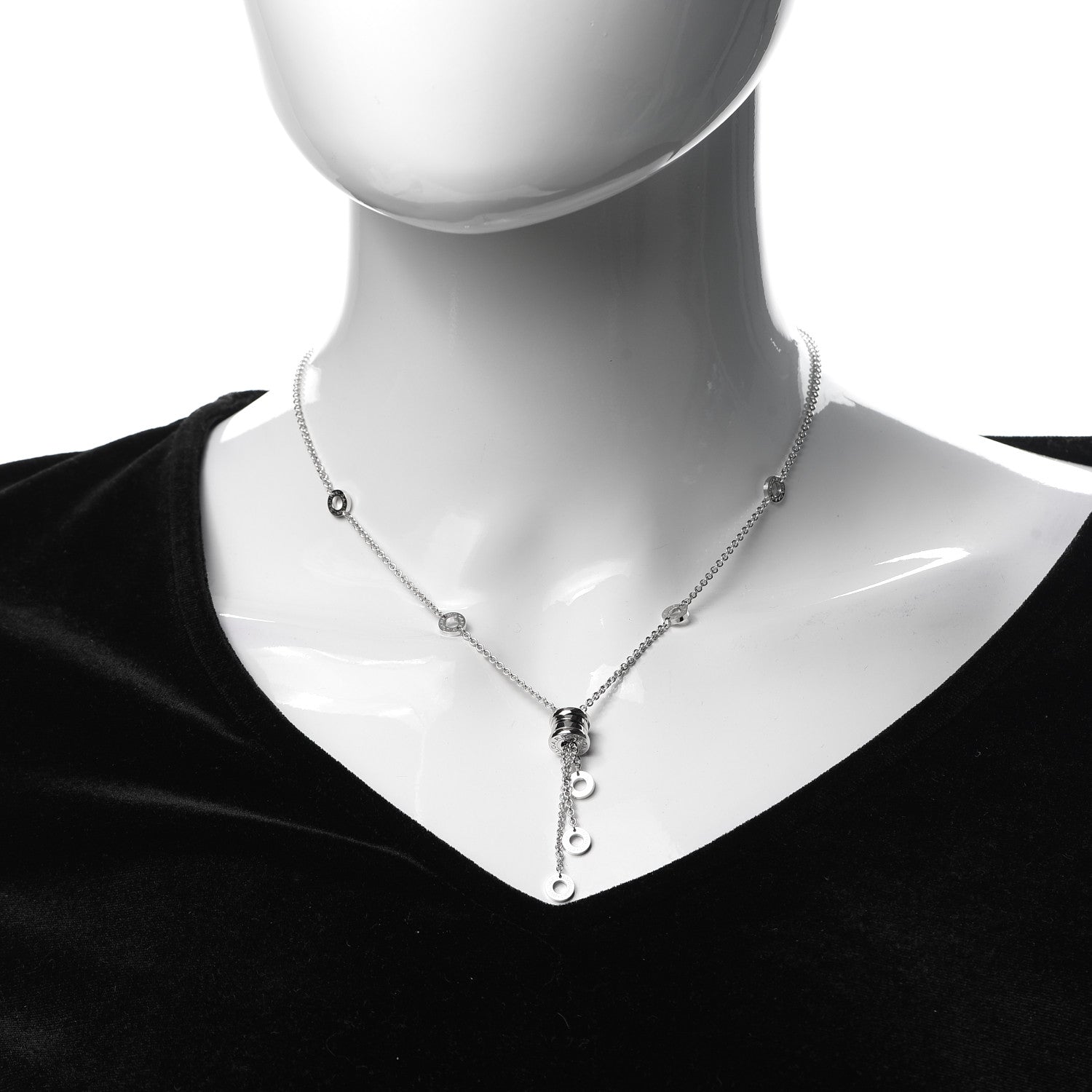 Bulgari 18K White Gold B.Zero1 Lavalier Necklace 2 of 7
