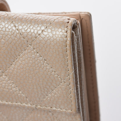 Chanel Metallic Caviar Quilted Compact French Flap Wallet Beige 9 of 9