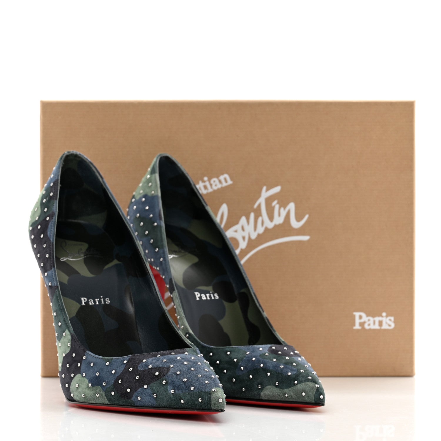 Christian Louboutin Veau Velours Camou Kate Plume 100 Pumps 39 Lin Multi 8 of 8