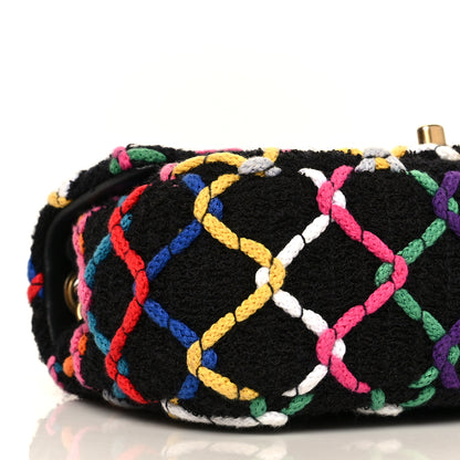 Chanel Tweed Diamond Threaded Mini Rectangular Pearl Crush Flap Black Multicolor 8 of 9
