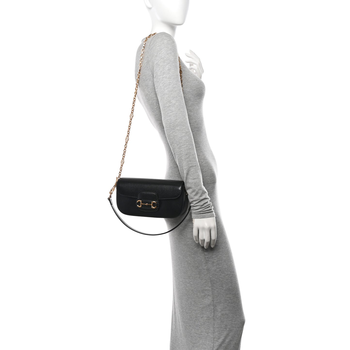 Azalea Calfskin Small Horsebit 1955 Chain Shoulder Bag Black