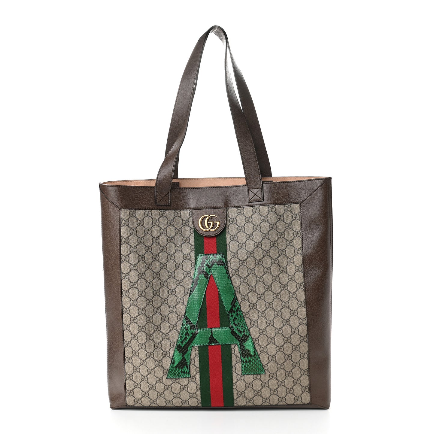 GG Supreme Monogram Web Large DIY Ophidia Vertical Shopping Tote Brown