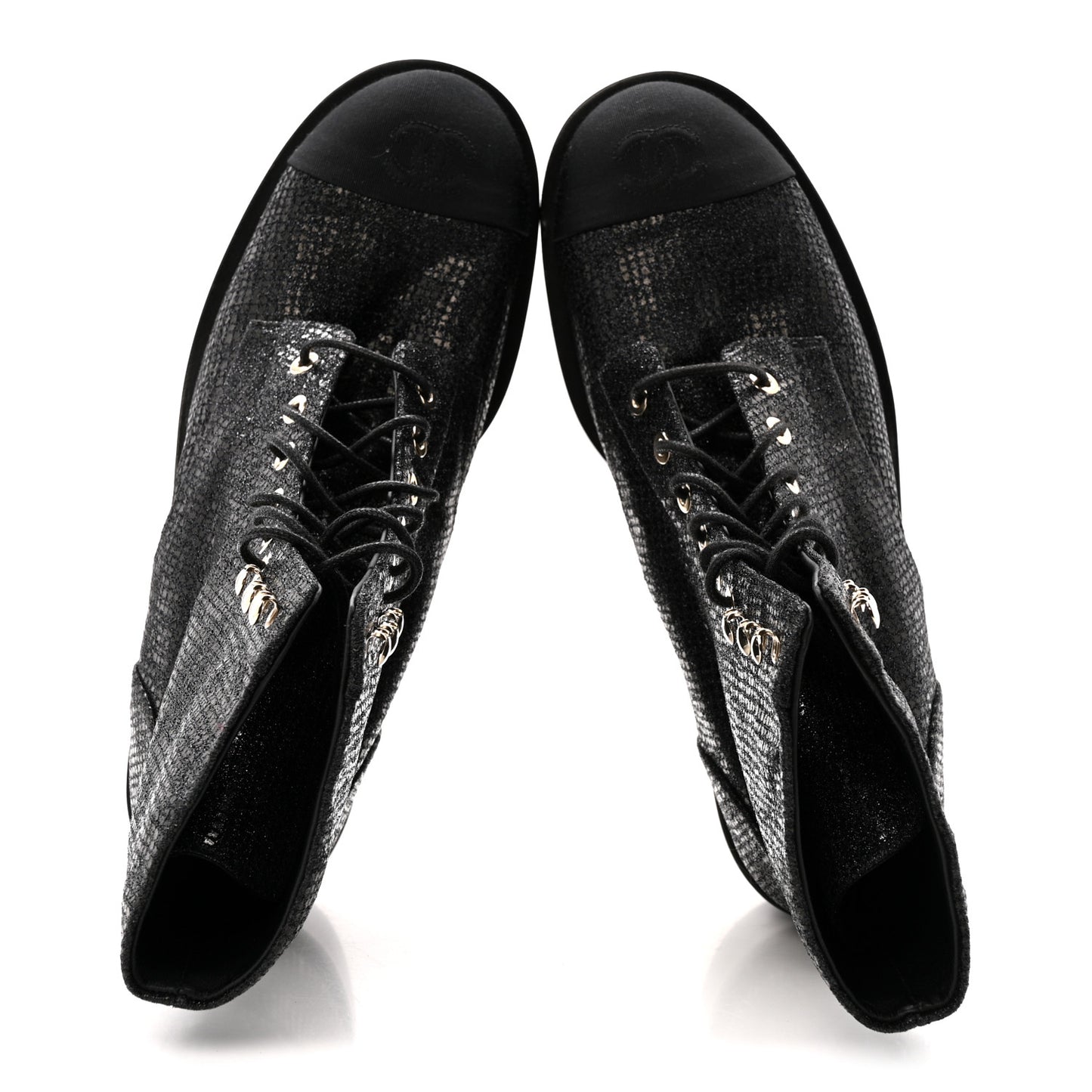 Fabric Crossgrain Cap Toe Combat Boots 38.5 Black