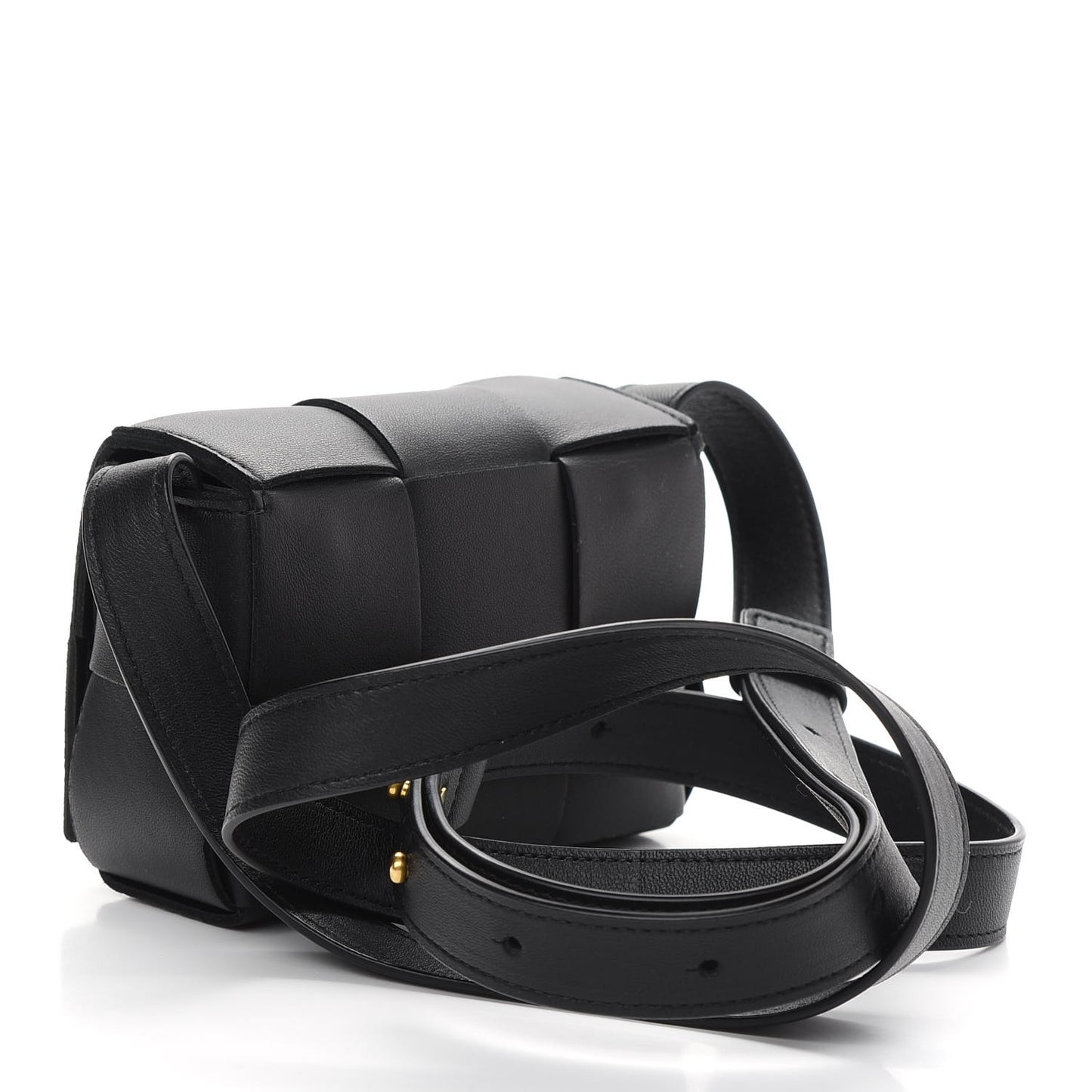 Lambskin Maxi Intrecciato Extra Mini Cassette Crossbody Bag Black
