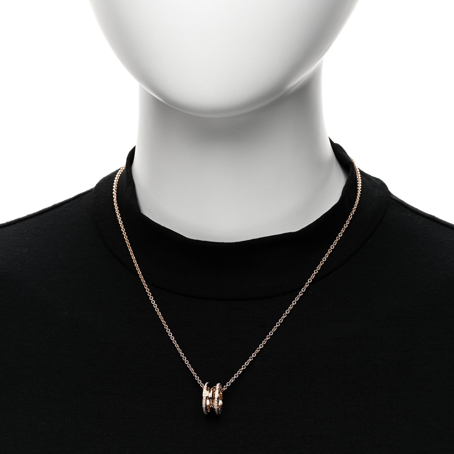 Bulgari 18K Rose Gold Diamond B.Zero1 Open Legends Pendant Necklace 2 of 7
