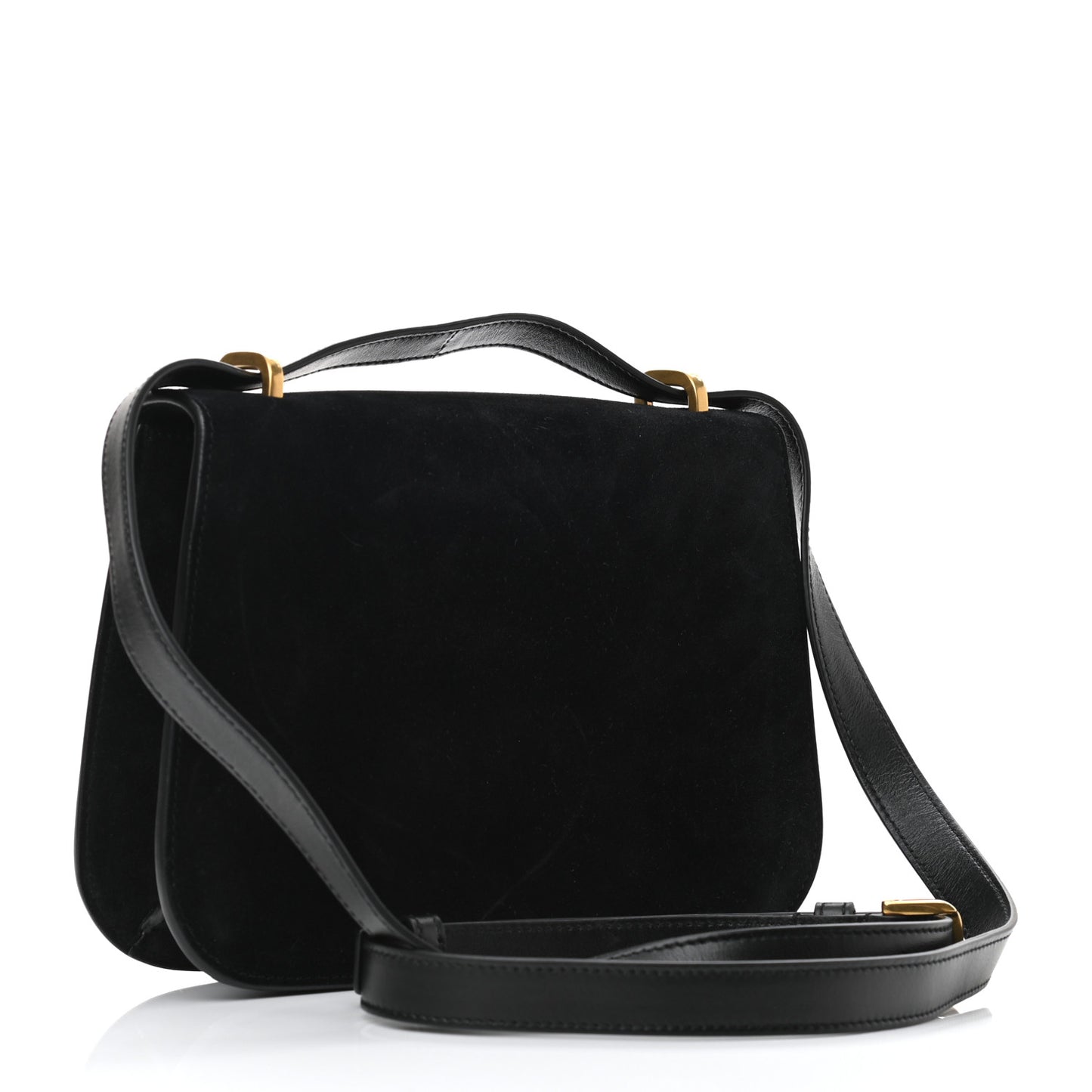 Suede Small Spontini Saddle Bag Black