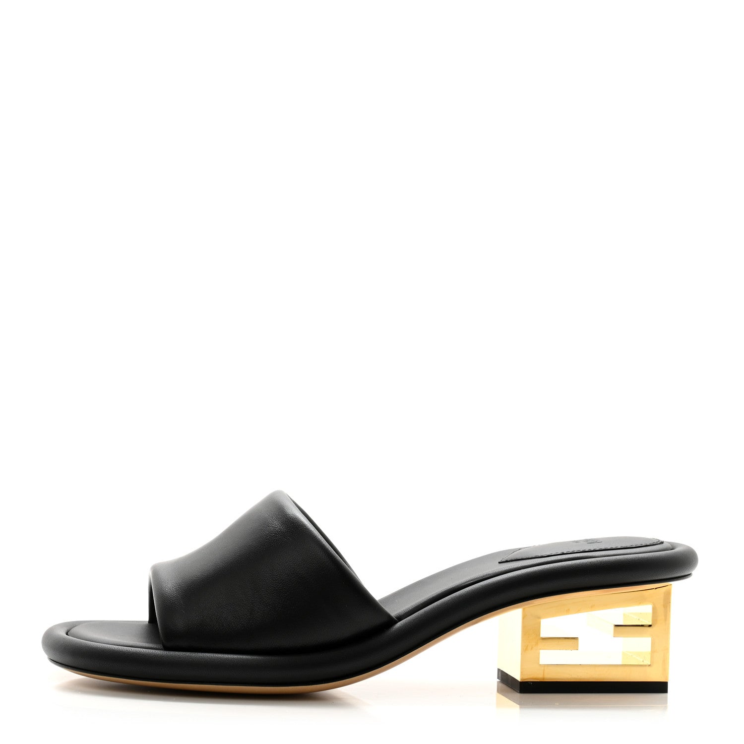 Fendi Nappa Baguette 60mm Slide Sandals 38.5 Black 1 of 8