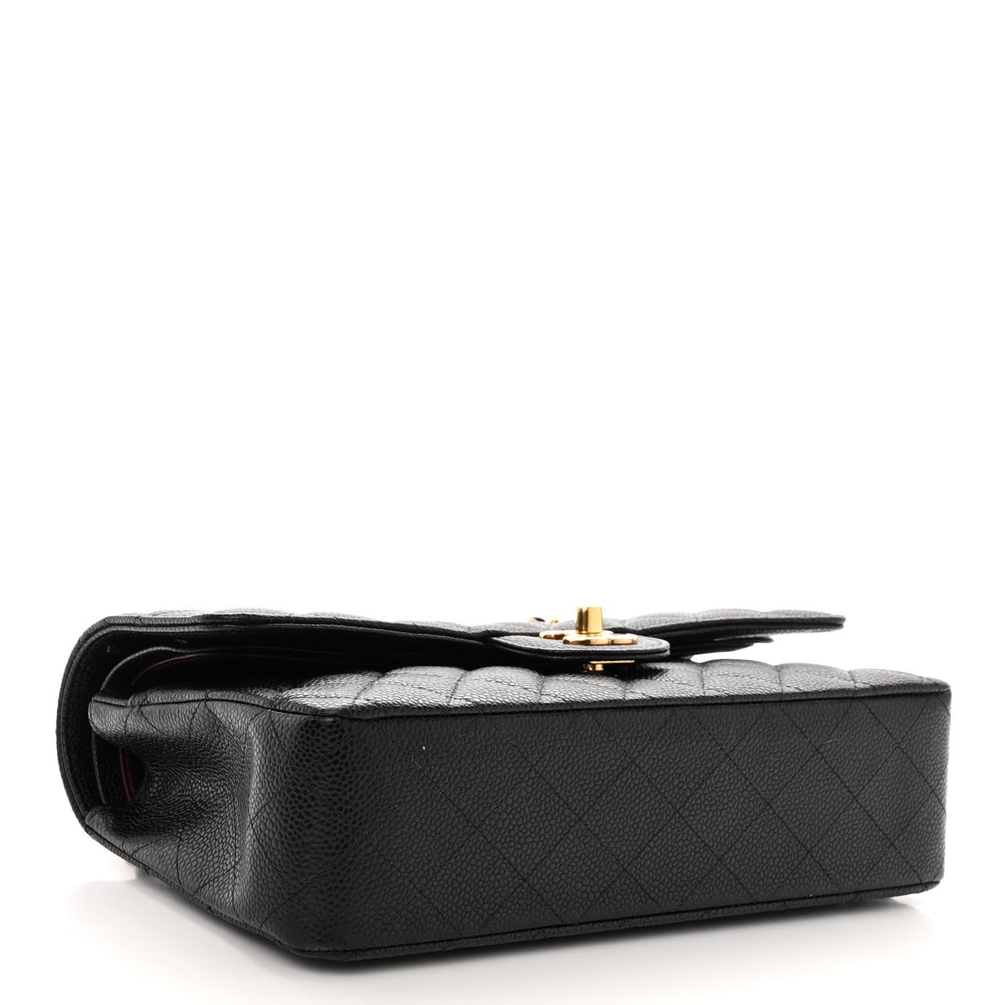Caviar Quilted Medium Double Flap Black