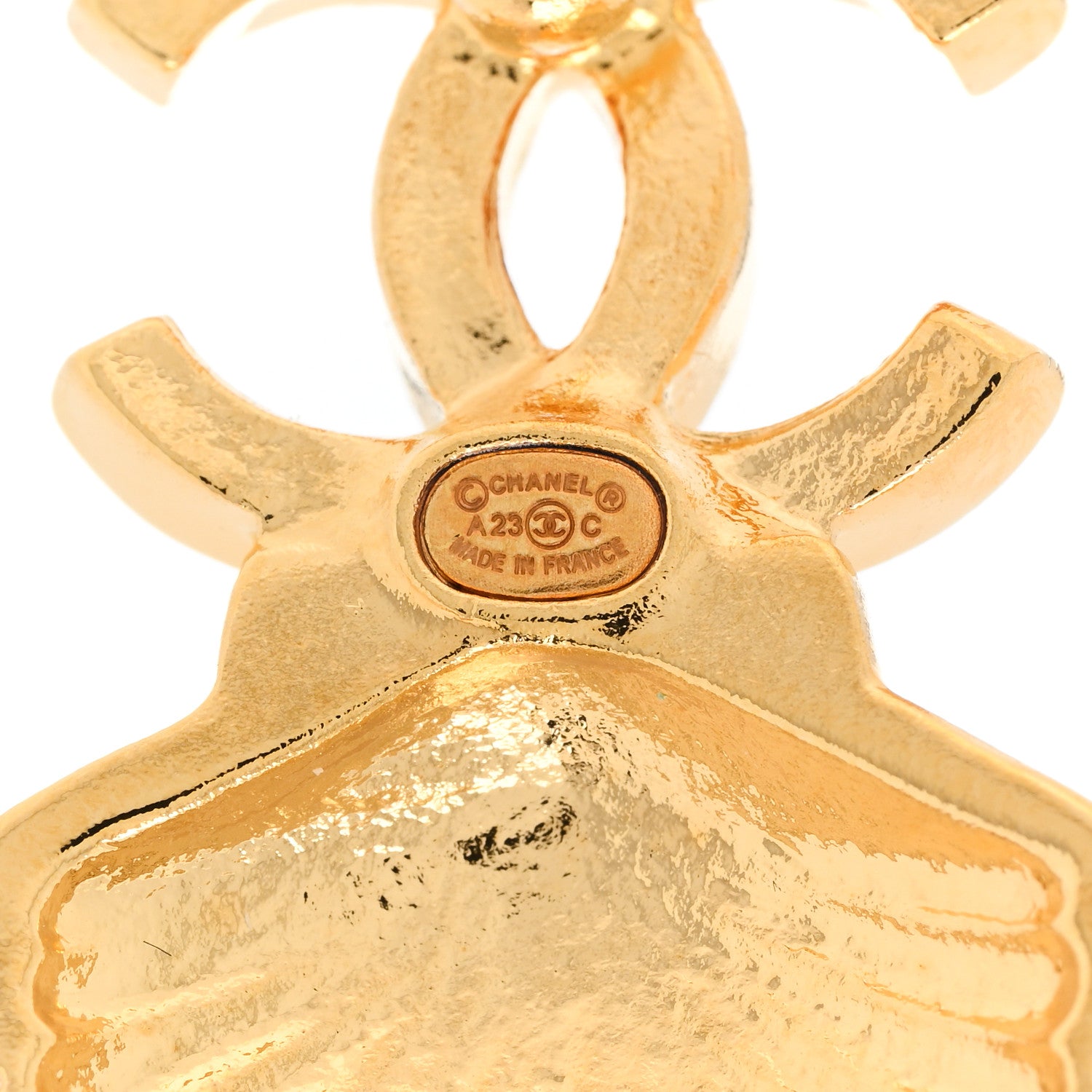 Chanel Crystal CC Shell Earrings Gold Pink 4 of 5
