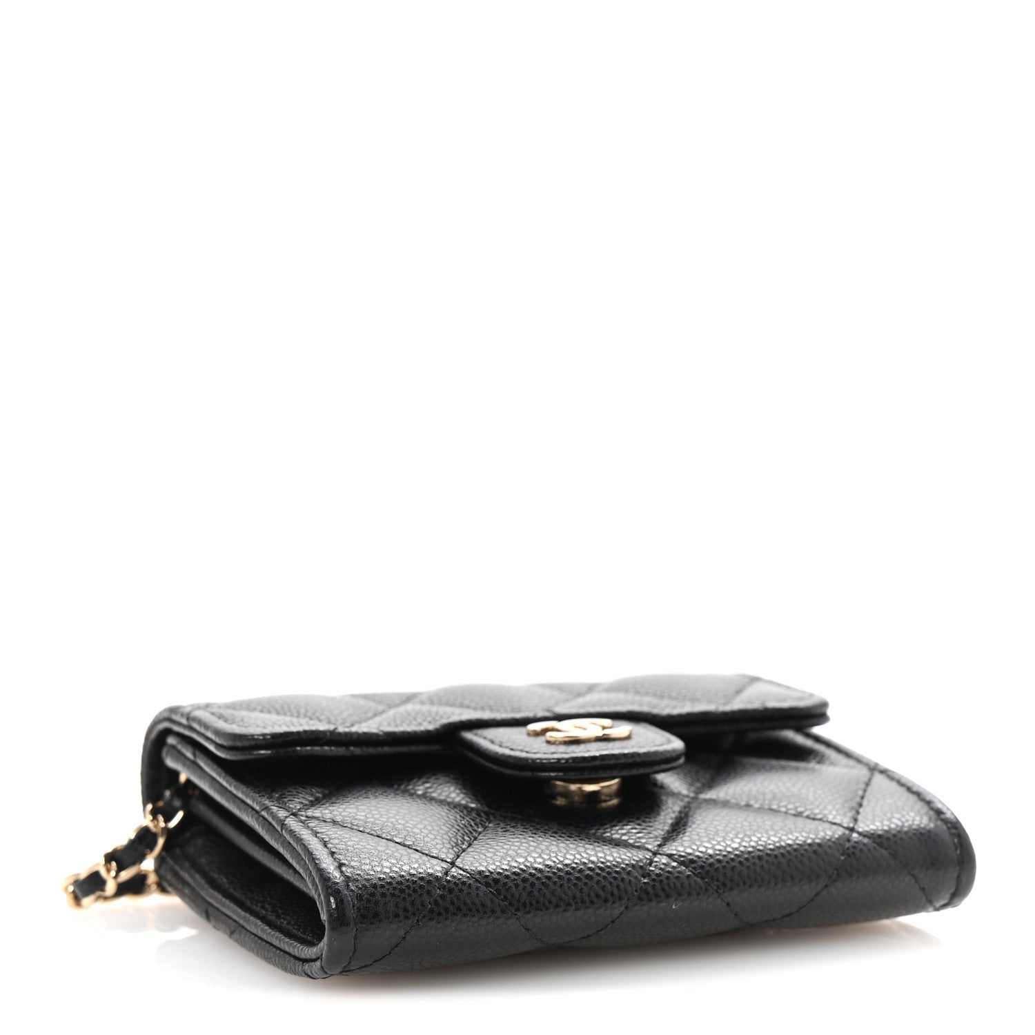 Chanel Caviar Quilted Flap Card Holder On Chain Black 4 of 12