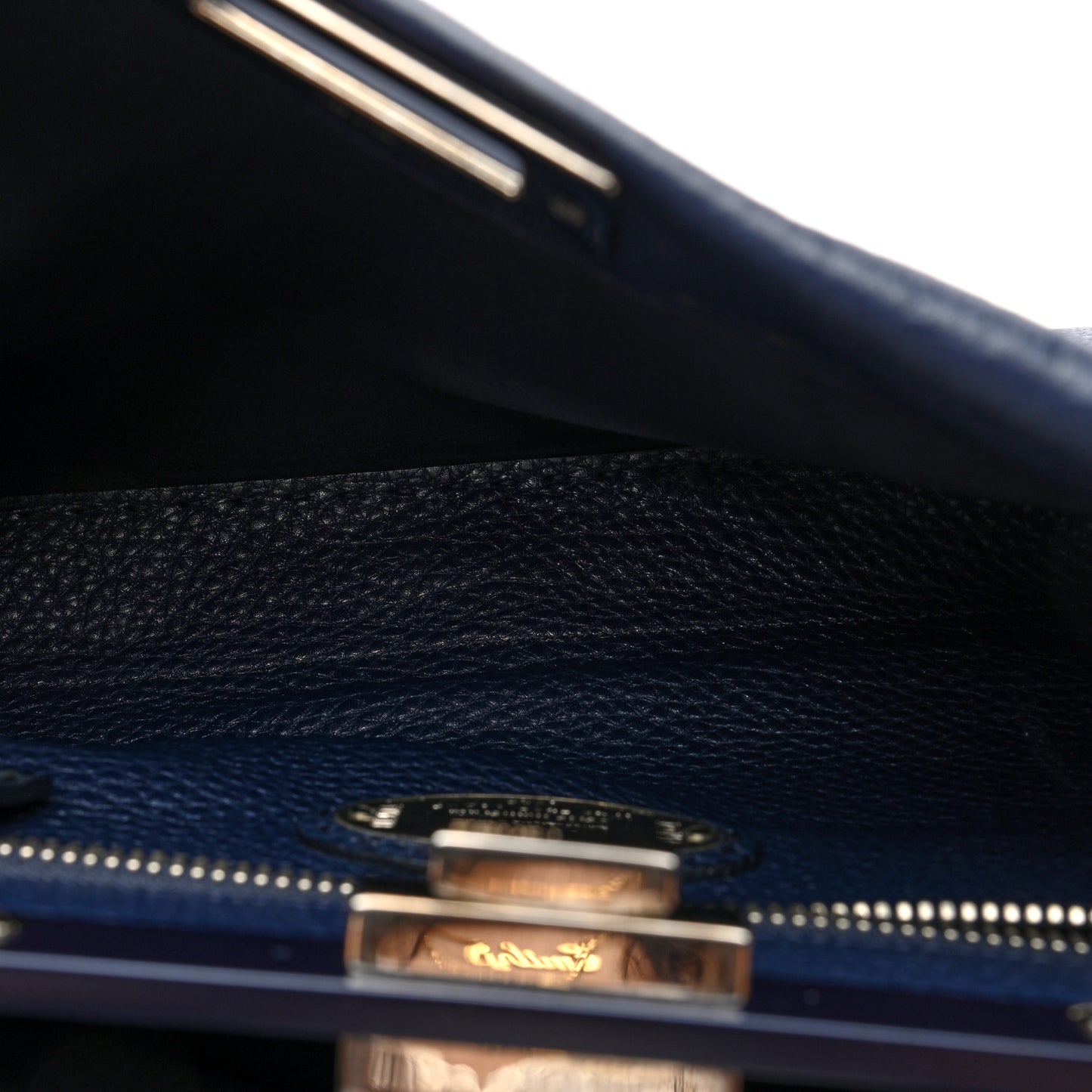 Cuoio Romano Selleria Medium Peekaboo Iconic Satchel Blue Notte