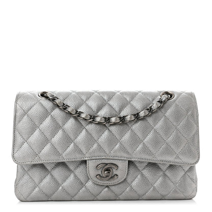 Chanel Metallic Caviar Quilted Medium Double Flap Silver 1 of 10