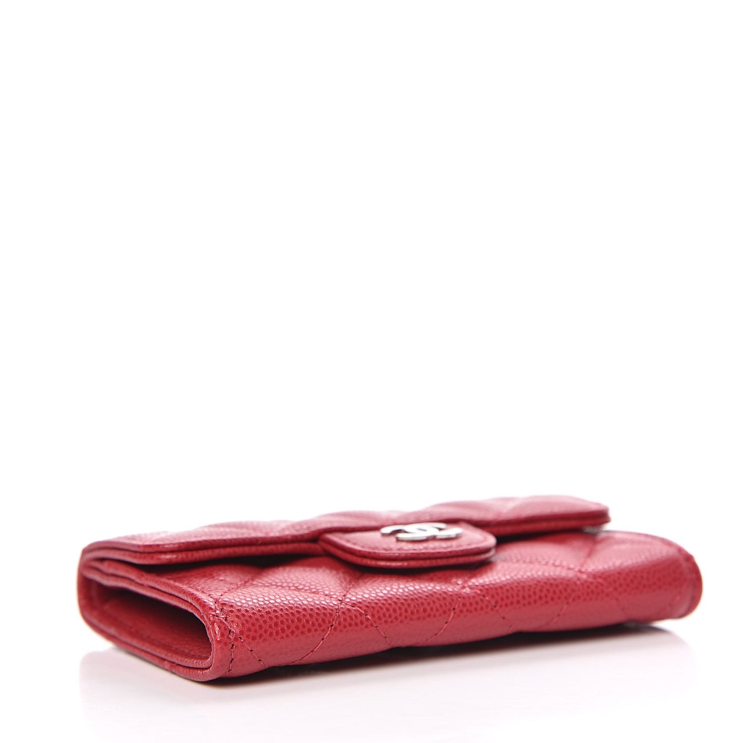 Caviar Quilted Flap Card Holder Red