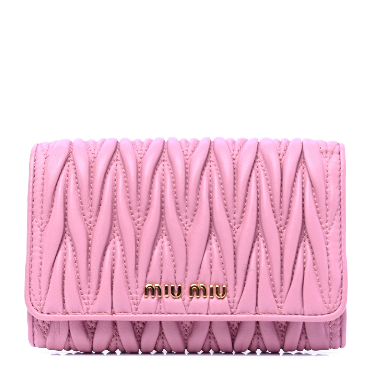Nappa Matelasse Flap Tri-Fold Wallet Rosa