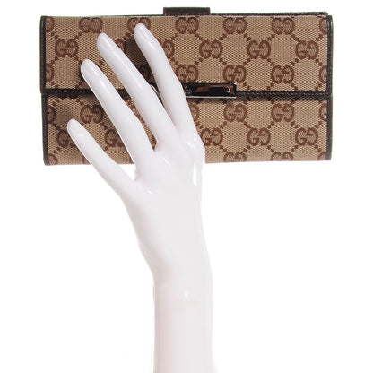 Gucci Monogram Metal Bar Continental Flap Wallet Beige Ebony Dark Brown 2 of 7