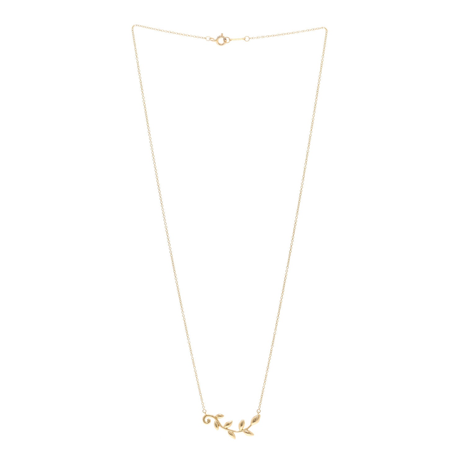 Tiffany 18K Yellow Gold Paloma Picasso Olive Leaf Vine Pendant Necklace 3 of 4