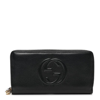 Gucci Pebbled Calfskin Soho Zip Around Wallet Black 1 of 8