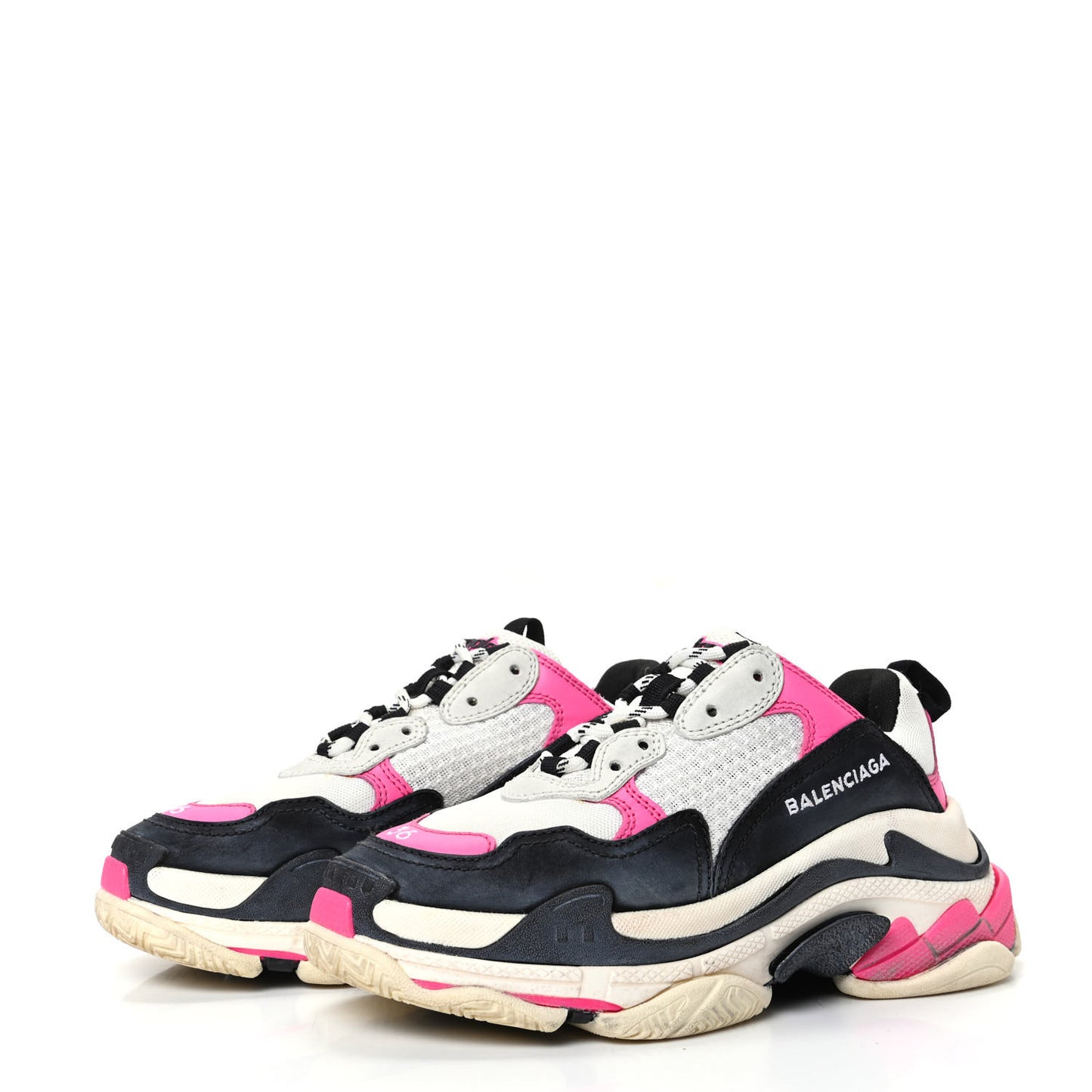 Fabric Mesh Womens Triple S Sneakers 36 Rose Fluo Black White