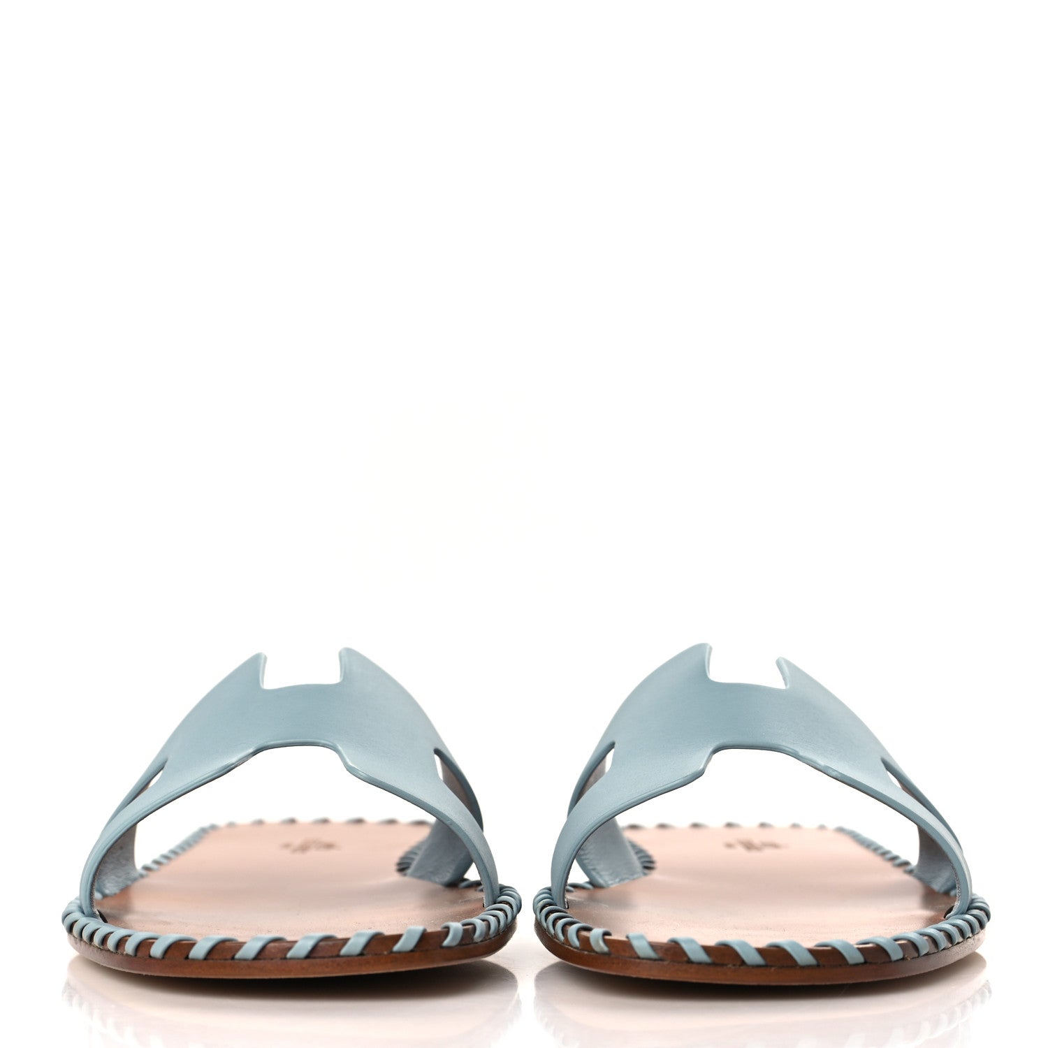 Hermes Box Calfskin Braided Oran Sandals 39 Vert D'eau 2 of 8