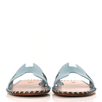 Hermes Box Calfskin Braided Oran Sandals 39 Vert D'eau 2 of 8
