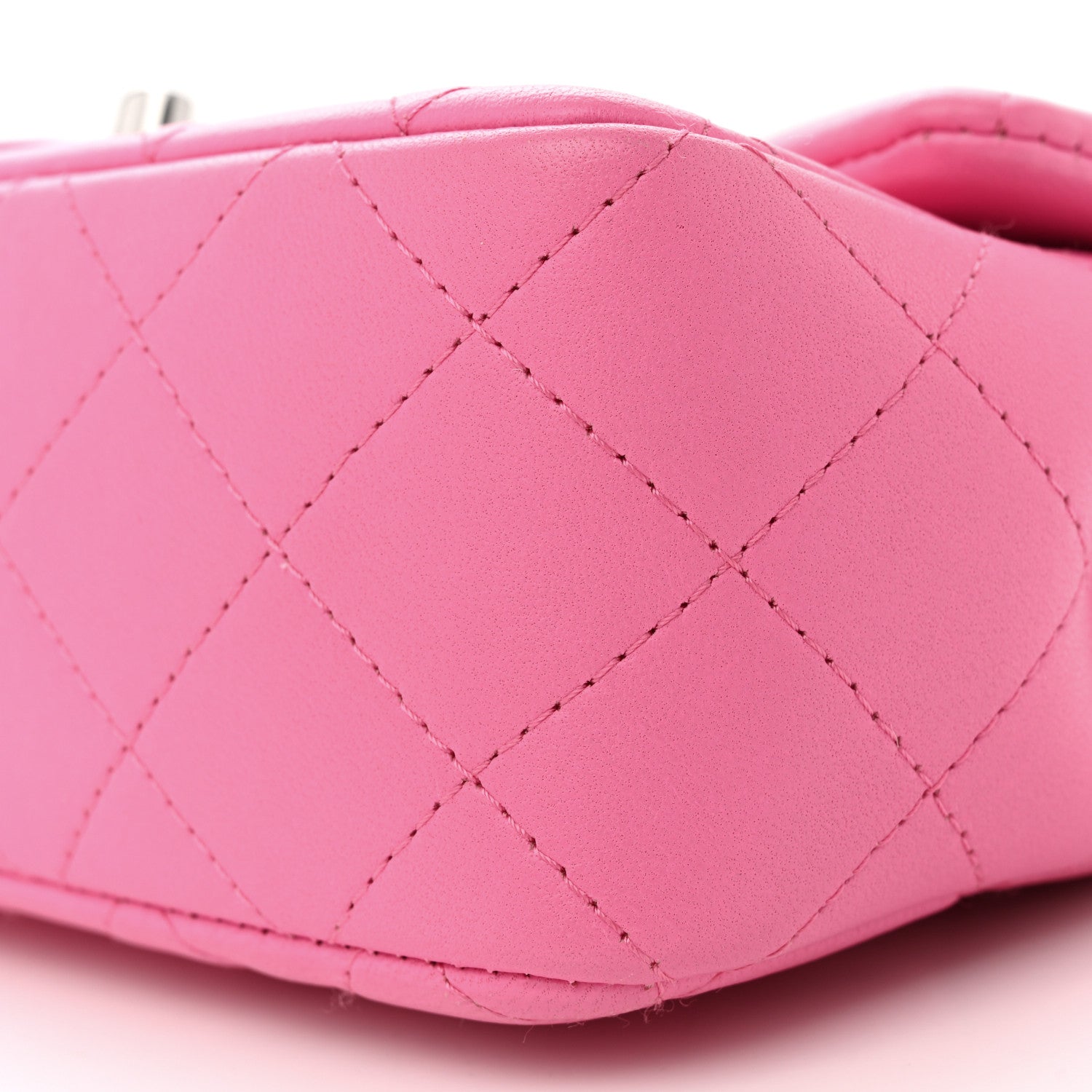 Chanel Lambskin Quilted Mini Rectangular Flap Neon Pink 11 of 15