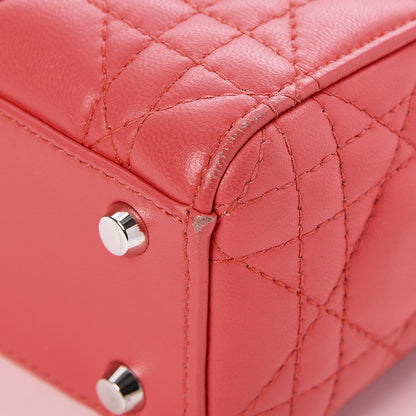 Christian Dior Lambskin Cannage Mini Lady Dior Coral 9 of 9