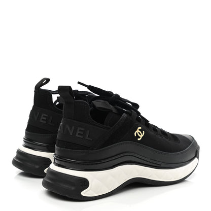 Chanel Velvet Calfskin Mixed Fibers CC Sneakers 38 Black 4 of 9